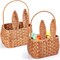 2 Pcs Easter Basket with Handle Bunny Easter Woven Picnic Basket for Kids with Cute Rabbit Ears Rattan Gift Wicker Wine Woven Empty for Candy Storage Toy Girl Party Supplies